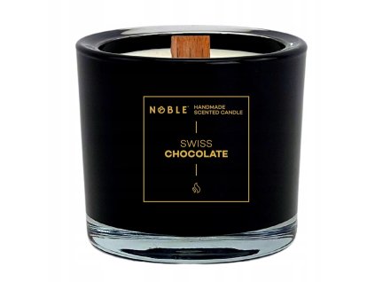 Vonná sójová sviečka Swiss Chocolate – čokoládová aróma, drevený knôt, 220 ml