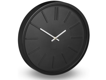 Čierne moderné nástenné hodiny v minimalistickom štýle – priemer 35 cm