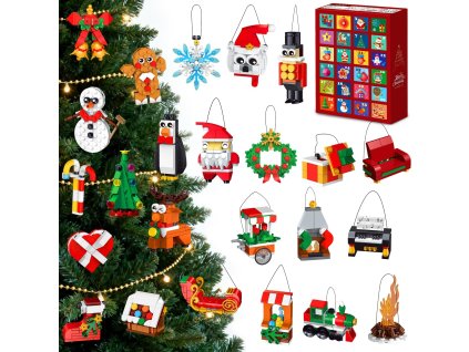 Adventný kalendár pre deti – stavebnica 829 dielikov s vianočnými ozdobami