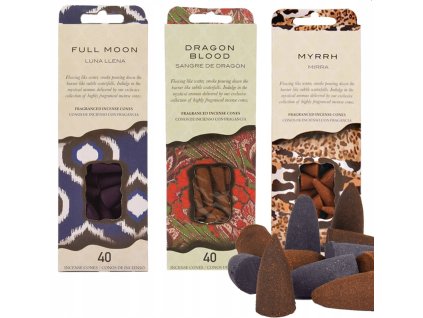 Vonné kužele pre spätný tok – dračia krv, spln mesiaca, myrha, 120 ks