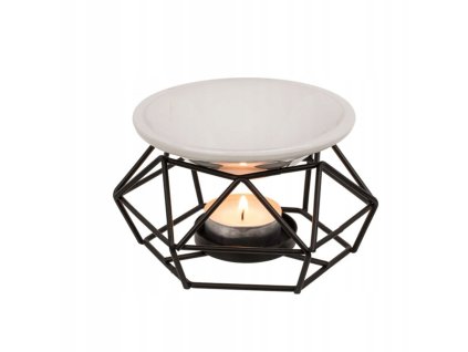 Moderná aróma lampa z kovu a keramiky na čajovú sviečku