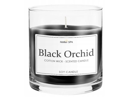Vonná sviečka Moller SPA – Black Orchid s bavlneným knôtom, sójový vosk, 75 hodín