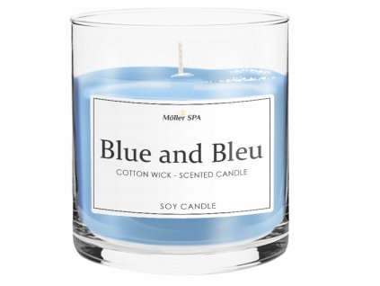 Vonná sviečka Moller SPA - Blue and Bleu s bavlneným knôtom, sójový vosk, 75 hodín