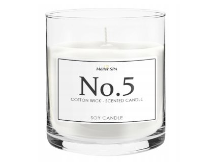 Vonná sviečka Moller SPA – No.5 s bavlneným knôtom, sójový vosk, 75 hodín