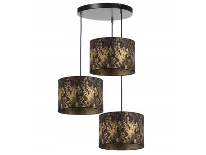Luster Luxury Snake – trojramenné čierno-zlaté svietidlo s hadím vzorom, 2 varianty