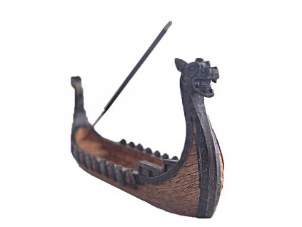 Stojan na vonné tyčinky v tvare vikingskej lode Drakkar – dekorácia pre milovníkov severskej mytológie