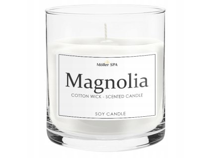 Vonná sviečka Moller SPA – Magnolia s bavlneným knôtom, sójový vosk, 75 hodín