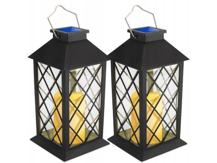 2x solárna LED lampa čierna lampáš s efektom plameňa