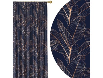 zatemnovaci-zaves-jungle-navy-tmavomodre-pozadie-bronzove-tropicke-listy-cooldesign