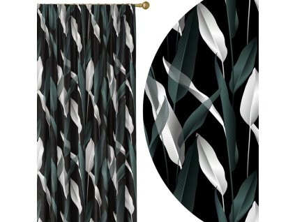 zatemnovaci-zaves-abstract-leaves-cierny-podklad-zelenobiele-listy-v-modernom-dizajne-cooldesign