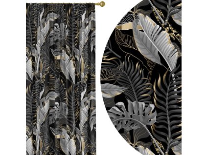 zatemnovaci-zaves-urban-jungle-black-ciernozlate-listy-s-metalickym-efektom-cooldesign