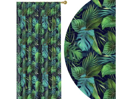 zatemnovaci-zaves-jungle-midnight-sytozelene-tropicke-listy-na-tmavomodrom-podklade-cooldesign