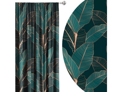 zatemnovaci-zaves-tropical-harmony-vzor-zelenych-listov-so-zlatou-kresbou-cooldesign