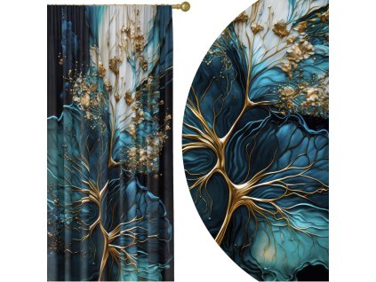 zatemnovaci-zaves-golden-roots-tmavomodrozlaty-dizajn-stromu-zivota-cooldesign
