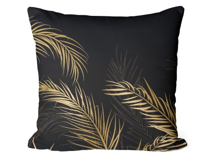 Obliečka na vankúš Noir Palms – čierno-zlatý listový vzor s luxusným nádychom