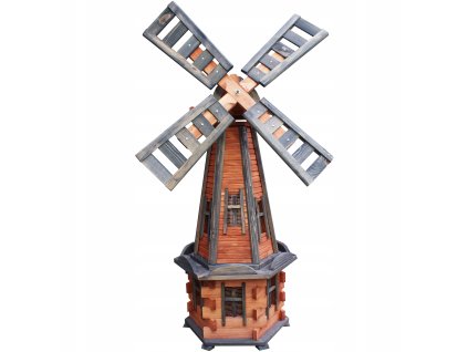 Drevený záhradný veterný mlyn 135 cm – teak, antracyt - s LED alebo bez LED