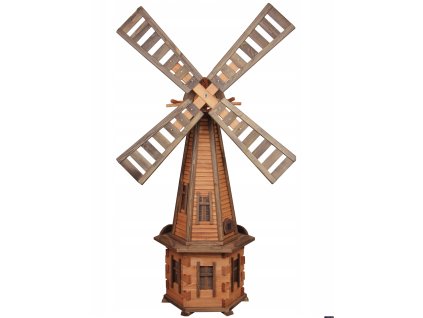 Drevený záhradný veterný mlyn 170 cm – teak, palisander - s LED alebo bez LED