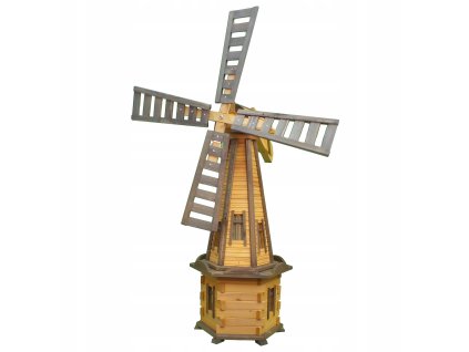 Drevený záhradný veterný mlyn 170 cm – teak, borovica - s LED alebo bez LED
