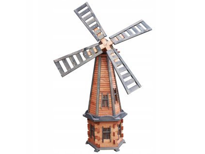 Drevený záhradný veterný mlyn 170 cm – antracyt, teak - s LED alebo bez LED