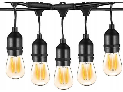 LED svetelná girlanda 10-20m 20xE27 teplé biele svetlo IP44 do záhrady