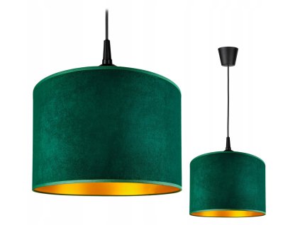 Závesné svietidlo Emerald Glow – smaragdové tienidlo so zlatým vnútrom