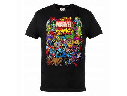 Tričko Marvel Comics – retro koláž superhrdinov v živej farebnosti
