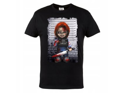 Pánske bavlnené tričko Chucky čierne
