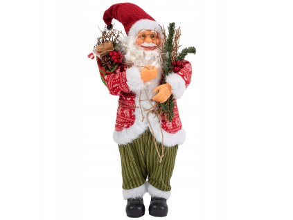 Vianočný Mikuláš v červenom svetri – veľká dekorácia s darčekmi, výška 87 cm, tradičný vianočný motív