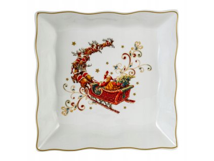 Vianočný dezertný tanier MAGNOBLE Santa na saniach 22x22