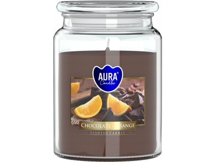 Vianočná sviečka s viečkom AURA Čokoláda s pomarančom 500g
