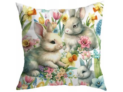 Veľkonočná obliečka na vankúš so zajačikmi 40x40 V384