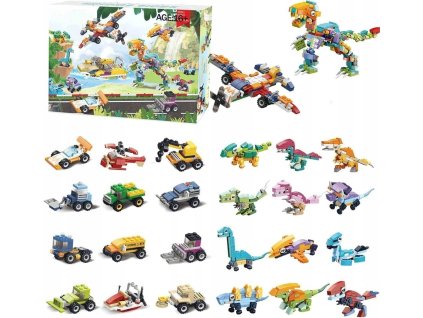 Adventný kalendár stavebnica – 24 mini modelov dinosaurov a autíčok