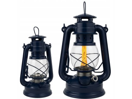 modra petrolejova lampa na bielom pozadi