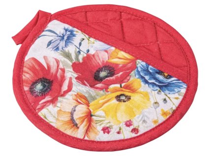 Kuchynská chňapka Maky & Kvety s vreckom – okrúhly tvar, 18 cm