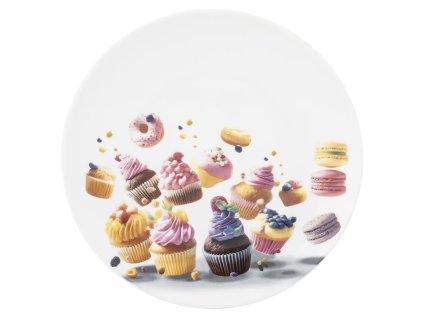 Porcelánový dezertný tanier Sweet Moments – 20 cm s motívom sladkostí
