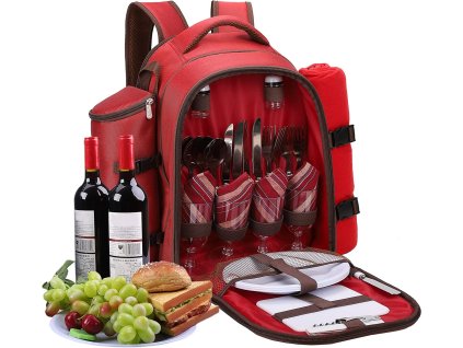 Termo piknikový batoh pre 4 osoby – plne vybavený s príborom, pohármi a taniermi