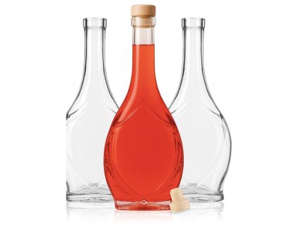 Sklenené fľaše na domáci sirup a likér – sada 5 × 500 ml so syntetickými zátkami