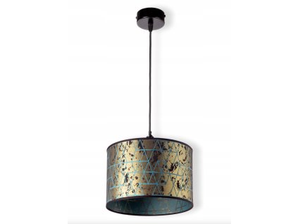 Závesná lampa Mystic Gold – tyrkysovo-zlaté tienidlo s čiernym zavesením