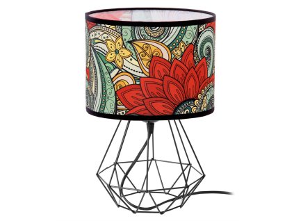 Stolová lampa Boho Fiesta – geometrický kovový podstavec s farebným tienidlom