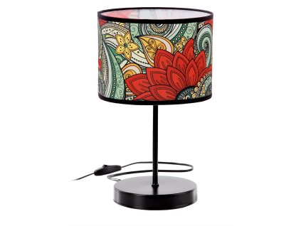 Stolová lampa Boho Fiesta – tenký čierny podstavec s farebným tienidlom