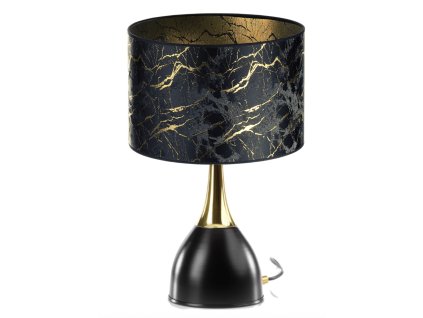Stolová lampa Black Marble Gold – čierno-zlatý kovový podstavec a mramorové tienidlo