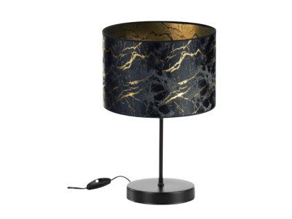 Stolová lampa Black Marble Gold – čierny kovový podstavec a mramorové tienidlo so zlatými žilkami