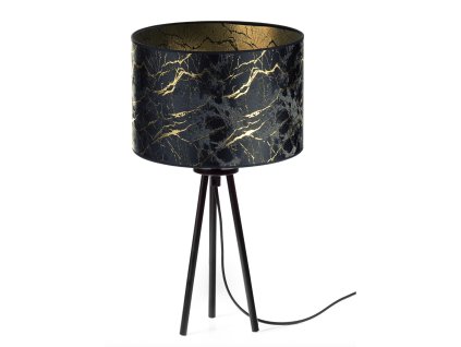 Stolová lampa Black Marble Gold – trojnohý kovový stojan a tienidlo so zlatým mramorovým vzorom
