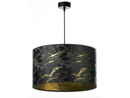 Závesné svietidlo Black Marble Gold – valcové tienidlo so zlatým mramorovým vzorom