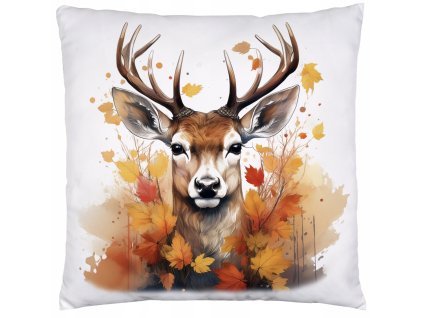 Jesenná obliečka na vankúš 40×40 – výber z 3 motívov s leleňom v lístí