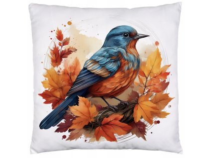 Jesenná obliečka na vankúš 40×40 – Vtáčik v lístí, 5 vzorov