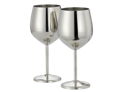 Sada 2 nerezových pohárov na víno – elegantný strieborný lesk 500 ml