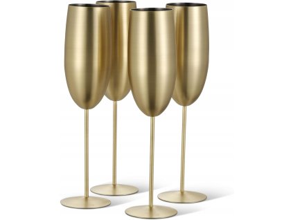 Sada 4 nerezových pohárov na šampanské – matné zlaté prevedenie 280 ml