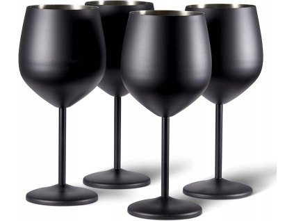 Sada 4 nerezových pohárov na víno – čierny matný dizajn 500 ml