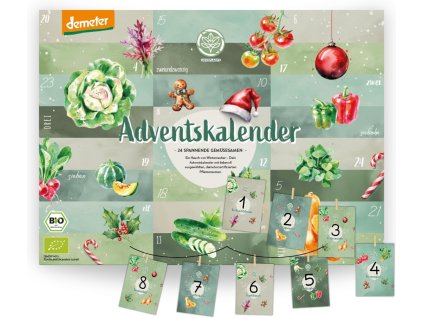 Adventný kalendár Bio zelenina – 24 semienok pre pestovanie čerstvej úrody v záhrade